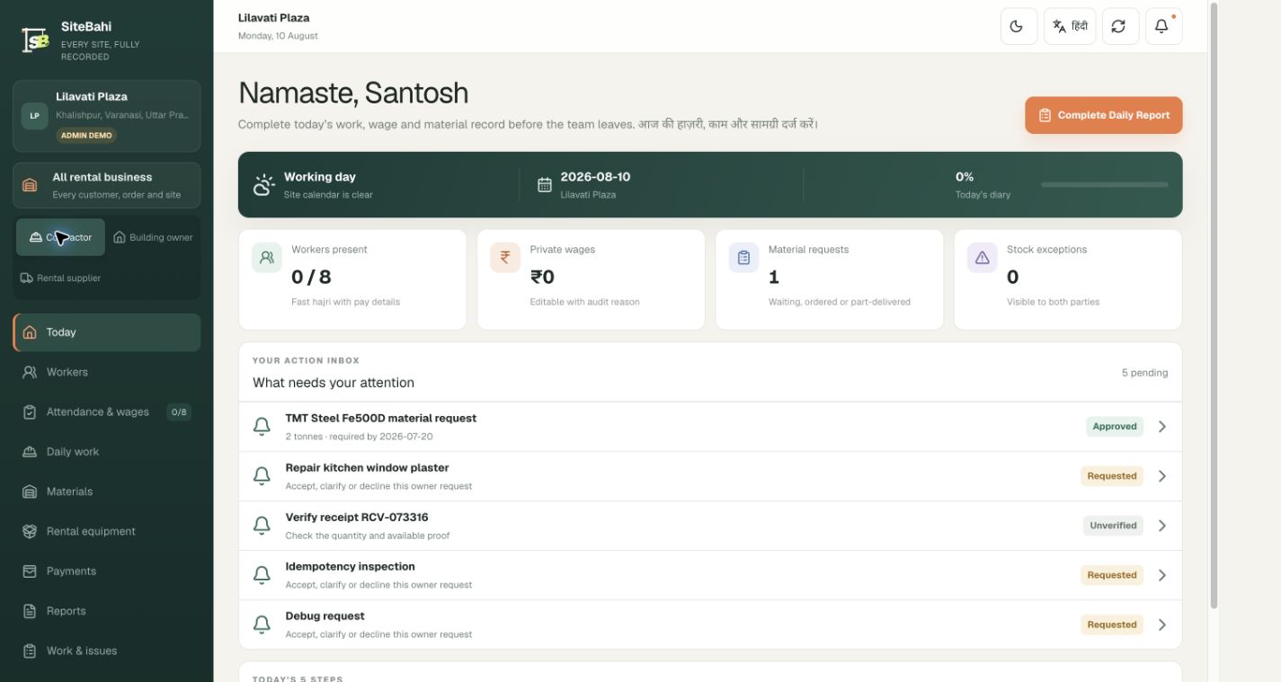 Contractor web dashboard